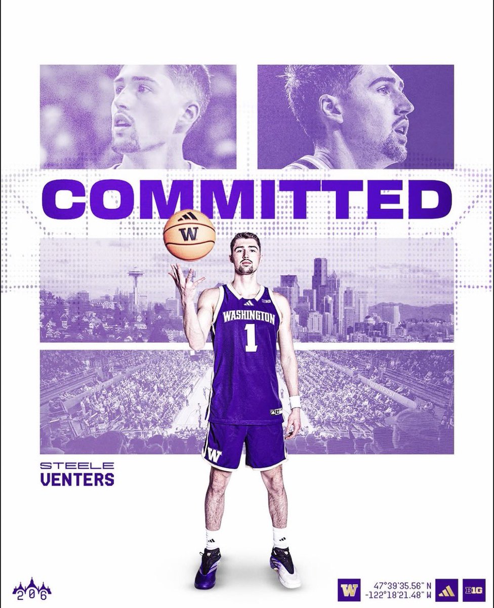 JackMcCauley_'s tweet photo. BREAKING: Per his his insta, @UW_MBB lands a commitment from wing and former Zag, Steele Venters. Riddled by injuries, Venters’ time at Gonzaga never came to fruition, but if he can return to his form at Eastern, Venters will be a great piece for the Huskies. Especially from 3 https://t.co/o23Vsm6D33