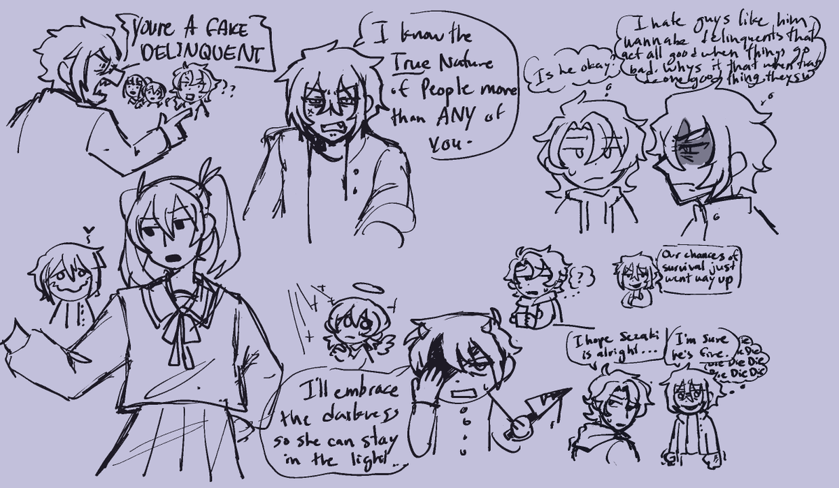LunAKagami's tweet photo. Also some spoilers for Murasame by 裏束 (which has an english fan translation out now hehehe)
but a few doodles I drew when playing with my friends!

many shenanigans... https://t.co/5hyBBBXDvP