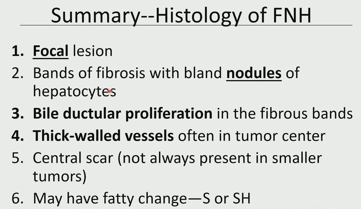 Janiranavarro's tweet image. Focal nodular hyperplasia
Clinical snapshot

- Group 1: 80% of cases, most patients are women
- Group 2: Teens/young adults with histories of other malignancies
- Group 3: Livers with chronic vascular disease

Dr. Torbenson #USCAP2026 #PathX #pathology #PathTwitter