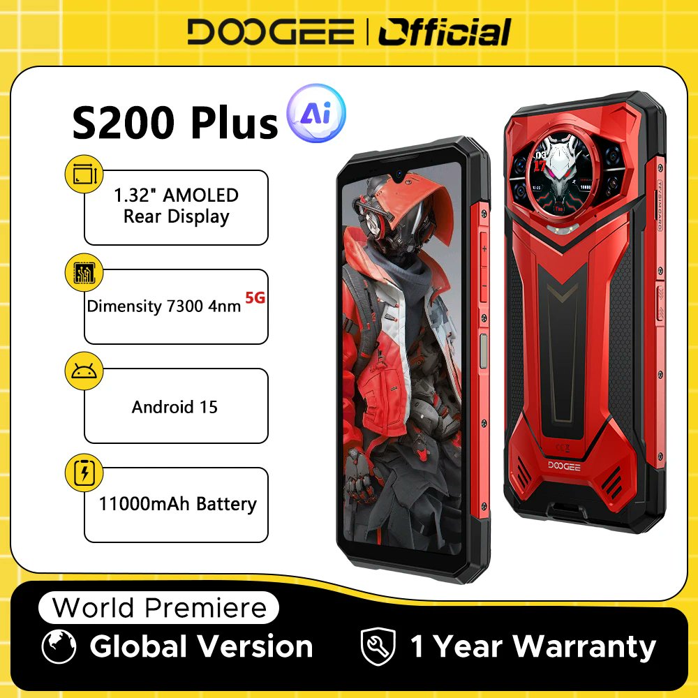 aliexpressbdeal's tweet image. 106 / 
BIG Promotion #11.11 #blackfriday #cybermonday !!!
DOOGEE S200 Plus 5G Rugged Phone 1.32" Rear Display AI Image 6.72'' Screen 16GB 512GB 11000 mAh Battery Android 15 Smartphone

Purchase link: s.click.aliexpress.com/e/_c4sjBUR3

Make your order quickly or add