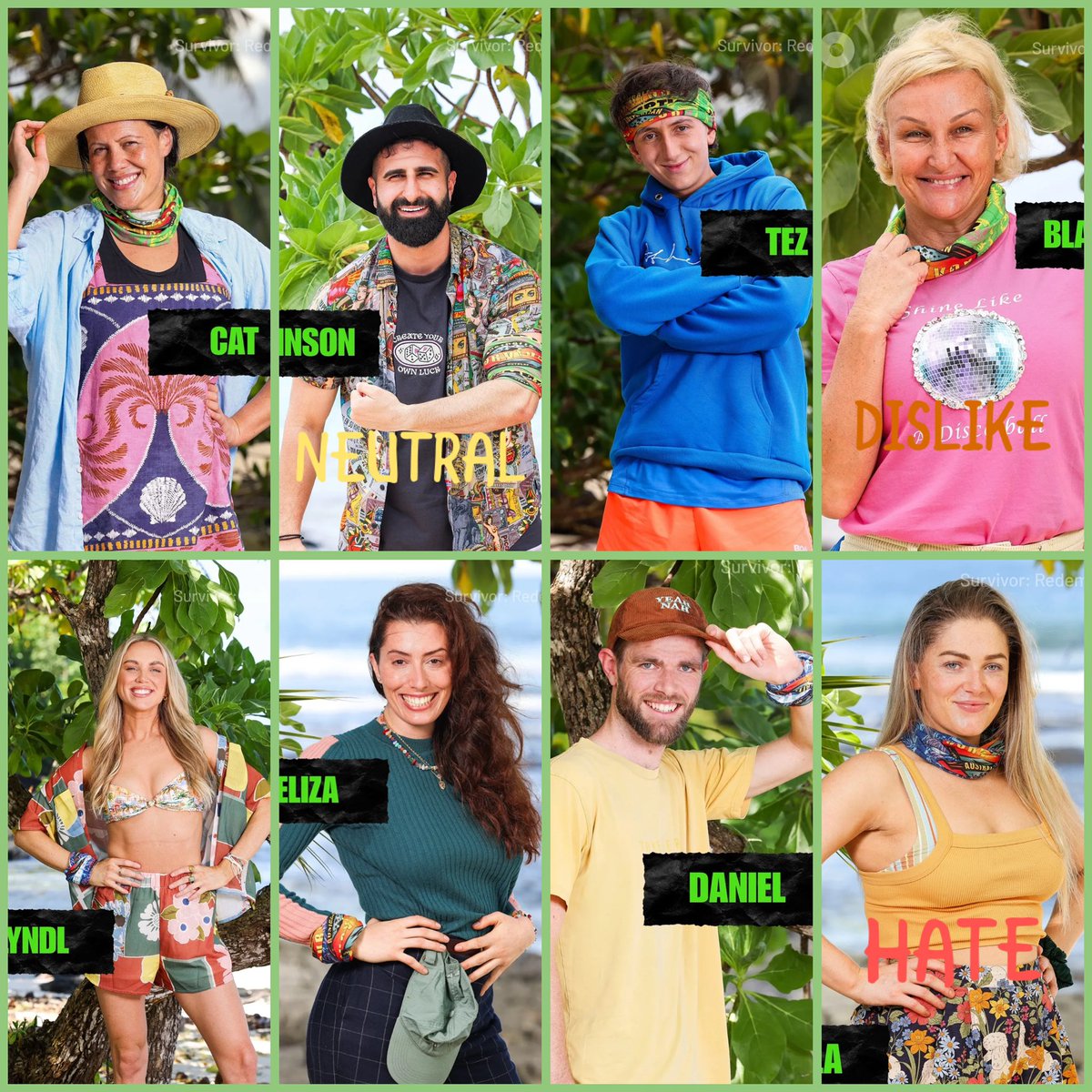 #survivorAU redemp cast rankings 

this cast was so hard to rank because like… i really only dislike a handful of people??? like overall this was an excellent cast