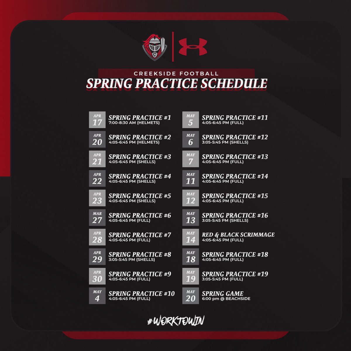 Creekside_fb's tweet image. Way too excited to be back on the field for Spring Football! 🏈 

👀 the schedule below for important dates this Spring including our Jamboree against @Beachside_FB &amp;amp; @ClayHSFootball on May 20th!

#WorktoWin
@Coach_McIntyre @coachparker85 @CreeksideATC @Coach_JTucker2