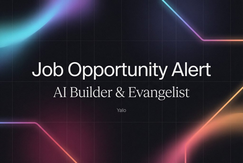 chrsaravia's tweet photo. Day 45... “Sara, I need you to get your recruiter mode on and help me find someone amazing.”

📣 At Yalo (https://t.co/HL7QSRlLXo), we’re hiring for a new role we just created: AI Builder & Evangelist.

If I were earlier in my career, this is a job I would have loved.

Building with AI all day, teaching others how to do it, and working alongside really talented people at Yalo across product, engineering, support, and go-to-market.

Two responsibilities, reporting directly to me:

1) Build
You will build AI automations inside Yalo, internal agents, workflows, and tools that replace manual work. Claude Code, OpenClaw, whatever gets it done.

2) Teach
You will help everyone at Yalo, and our customers, get good at AI and get the most out of Yalo’s tools and products. From the basics to the advanced stuff: tutorials, recordings, templates, walkthroughs, hackathons. You can explain things at all levels, so your grandma gets it and a senior engineer still learns something.

You’re the kind of person who sees Anthropic or OpenAI drop something on X and you’re trying it before the thread hits 100 likes. You lost a weekend to Claude Code or Replit Agent. Then made a Loom about it. Then got your friends to start building too.

Maybe this is your first official job. Maybe you’re switching careers. If you’re an AI maximalist, someone who believes AI changes everything and is already living that way, Sara and I want to talk to you.

The only requirements are:

1. You’re deep in AI, and can prove it.
2. You’re highly curious.
3. You’re resourceful.

I’ll make sure this is a place where you learn a ton and have outsized impact.

📍Mexico City preferred. Remote possible.

📩 To apply, send me two links:

1. Something you built with AI
2. Something you taught or explained

That’s it.

And please tag friends if you think they’d be a good fit 🙏🏼🤘