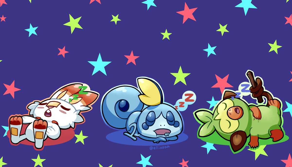 Been a lil' bit, but here's the gen 8 starters havin' a sleep! Next is Gen 7! (:

#Pokemon #Pokemonartwork #Scorbunny #Sobble #Grookey
