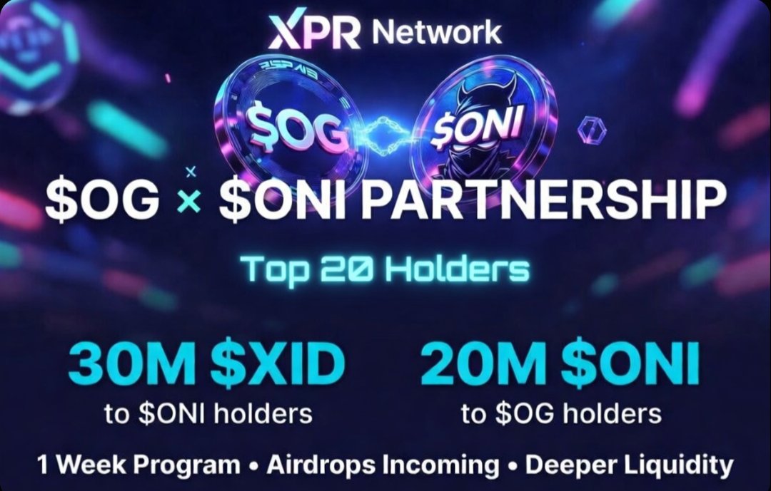RaBlackWolf's tweet photo. $OG × $ONI just linked up on @XPRNetwork
30M $XID to $ONI holders
20M $ONI to $OG holders
Top 20 holders &amp; stakers locked in
LP commitment from creators
$OG ⚛️https://t.co/Ssfwx57cuR⚛️

$ONI ⚛️https://t.co/RgYVQTm0P5⚛️

#OG #ONI #XID #SimpleDex #XPRNetwork https://t.co/OSqCtk0Ql1