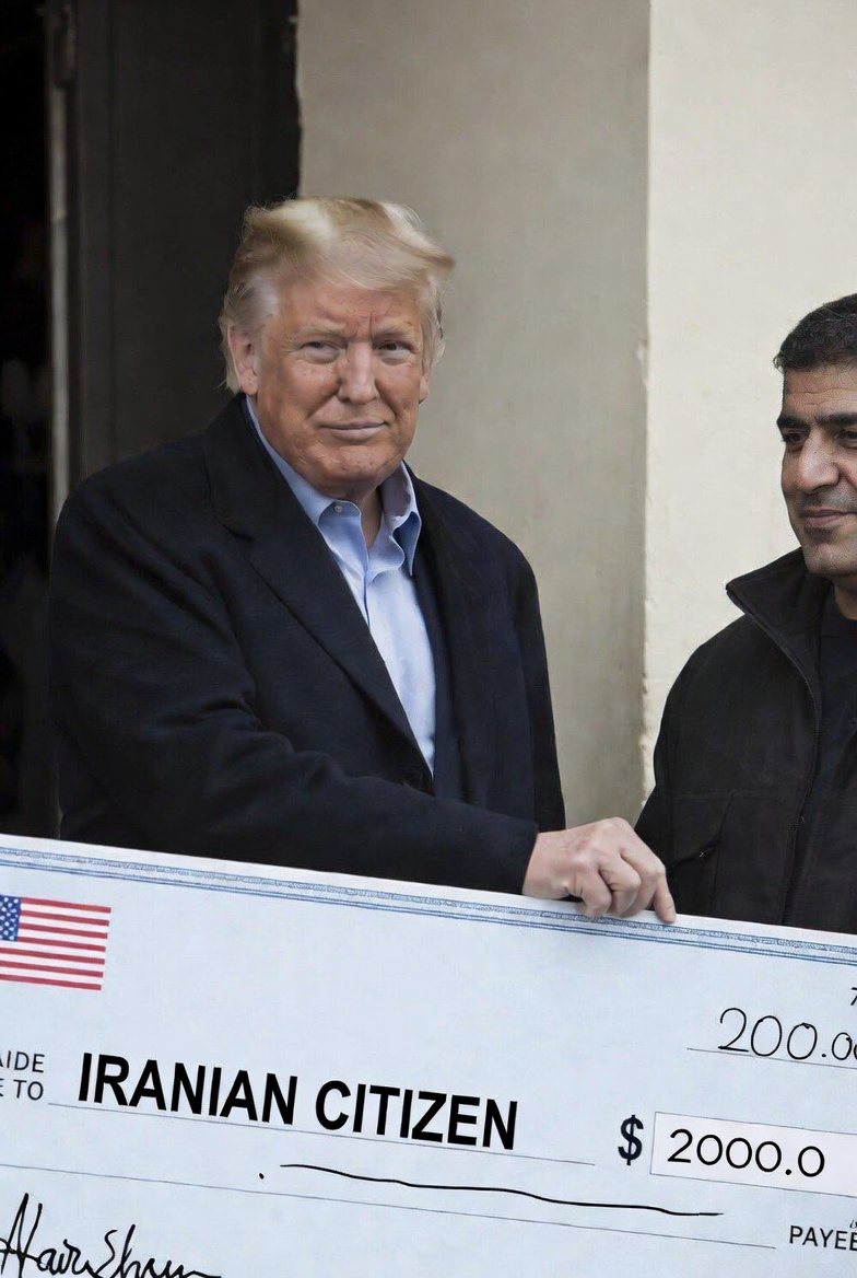 swd2's tweet image. BREAKING: Trump to give your DOGE check to a random Iranian citizen. #MIGA