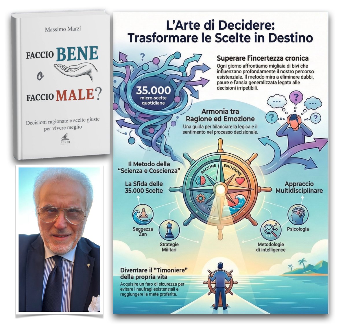 benegiornale's tweet photo. UNA PAGINA AL GIORNO (SE NON AVETE TEMPO) E DOPO UN ANNO...
...nelle 360 pagine  attraverso consigli, suggerimenti, esempi, strategie e stratagemmi potrete navigare sempre col "vento in poppa".
https://t.co/hLXIuzJxXI  per immergervi in un benefico relax.
Massimo Marzi https://t.co/bTJv5fx8sP