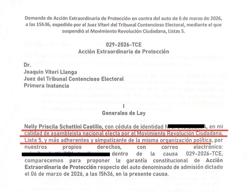 PrisSchettini's tweet image. 🚨La #Democracia se defiende

Como Asambleísta Nacional,junto a militantes de @RC5Oficial, presentamos Acción Extraordinaria de Protección en contra de la suspensión ilegal de la RC5 dictada x el juez del @TCE_Ecuador #JoaquínViteri

El expediente ya fue remitido a @CorteConstEcu