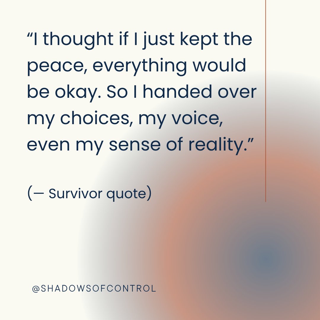 shadows_control's tweet image. Coercive control doesn’t always come with violence—it’s about slowly erasing your autonomy until you no longer recognise yourself.
#CoerciveControl