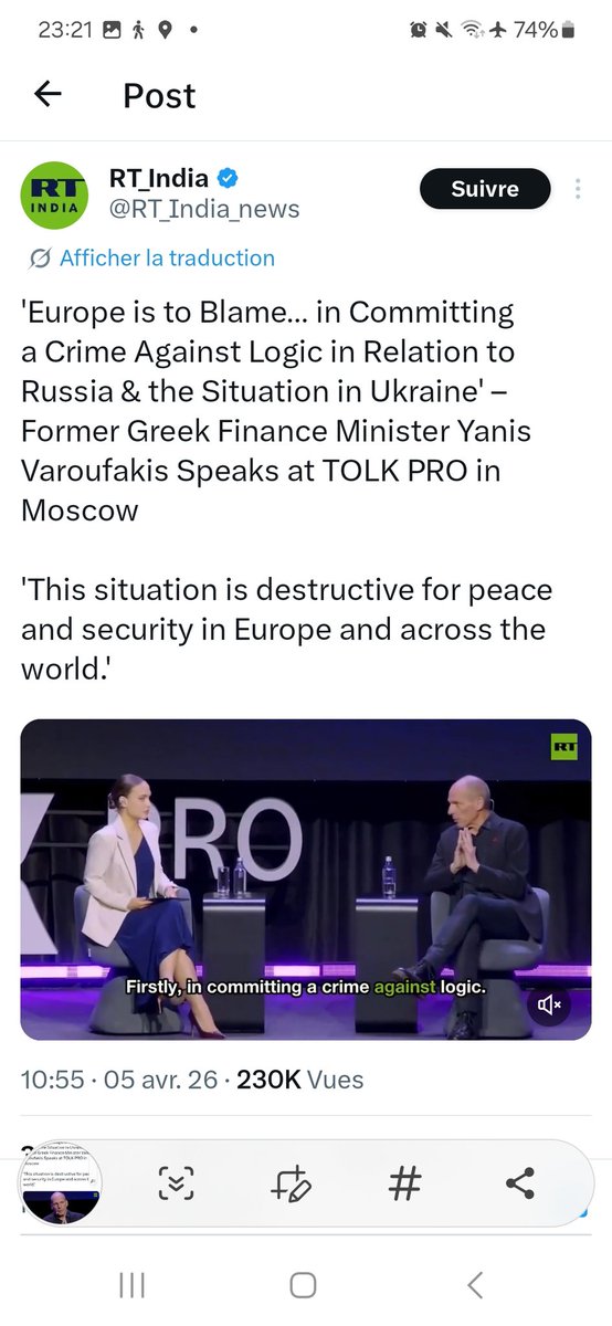 NTenzer's tweet photo. At least, the masks come off.
1 Varoufakis accepted to talk to russian propaganda channel.
2 He never blamed Moscow for its crimes against humanity, but Europe and Ukraine instead.
3 He joined the long list of the Chomsky, Mearsheimer, Sachs, and other perverted intellectuals. https://t.co/Uv0jdXMP1X