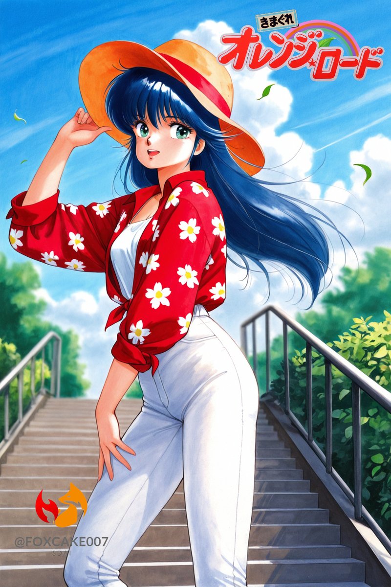 Foxcake007's tweet photo. 放送記念日...4      TVアニメ『きまぐれオレンジ☆ロード』1987/4/6放送開始....   構圖元素參考TV版.. 加入一些可愛的味道.. 插圖風格... ... #鮎川まどか #きまぐれオレンジ・ロード #AIイラスト #AIart #きまぐれオレンジロード https://t.co/jcxwQLmeoI