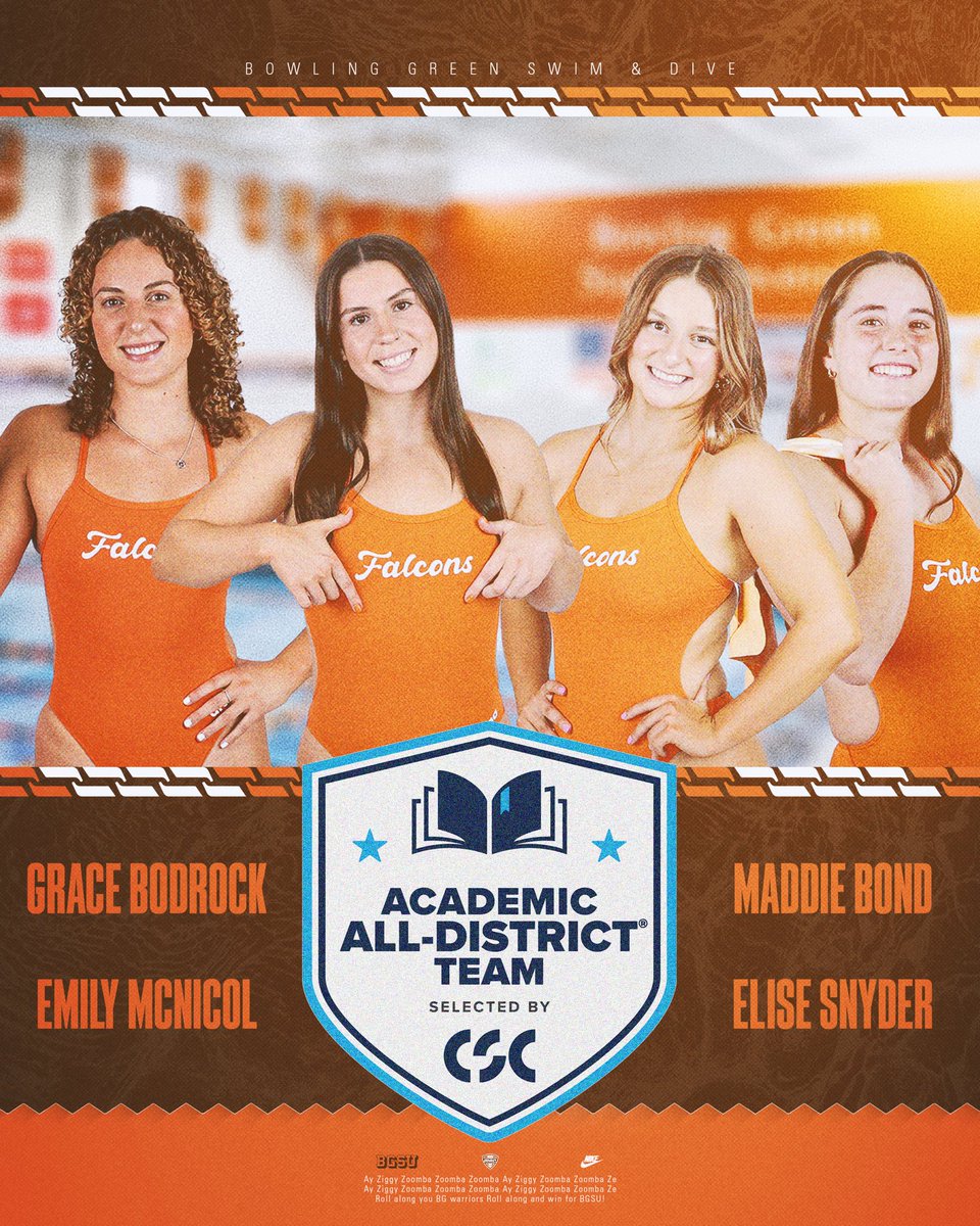 BGSU_SwimDive's tweet photo. 𝗙𝗼𝘂𝗿 𝗙𝗮𝗹𝗰𝗼𝗻𝘀 𝗘𝗮𝗿𝗻 𝗔𝗰𝗮𝗱𝗲𝗺𝗶𝗰 𝗔𝗹𝗹-𝗗𝗶𝘀𝘁𝗿𝗶𝗰𝘁 𝗛𝗼𝗻𝗼𝗿𝘀

Read the article below about Grace Bodrock’s, Maddie Bond’s, Emily McNicol’s and Elise Snyder’s academic achievement ⬇️

📰: https://t.co/rSUSWoVcp9

#AyZiggy | #FalconFast https://t.co/ucqd22Xtiv