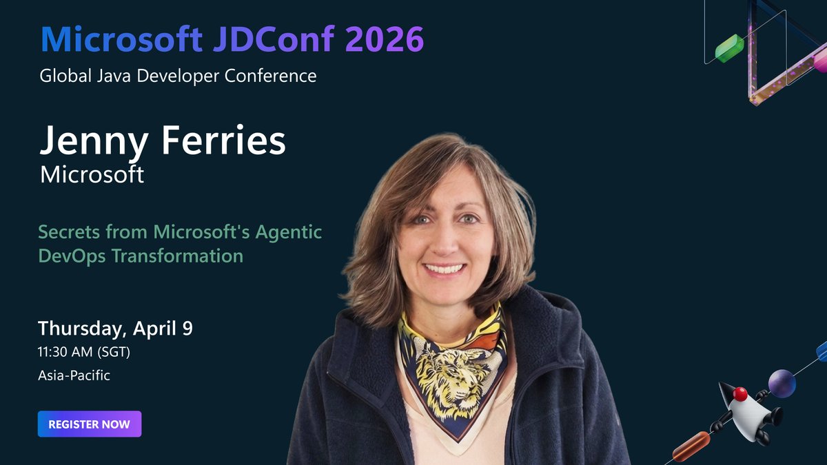 JavaAtMicrosoft's tweet image. In 5 minutes: Secrets from Microsoft's Agentic DevOps Transformation

With Jenny Ferries (Microsoft)

Real lessons from transforming DevOps with AI agents at Microsoft.

Live → jdconf.com

#JDConf #DevOps #AgenticAI #Java