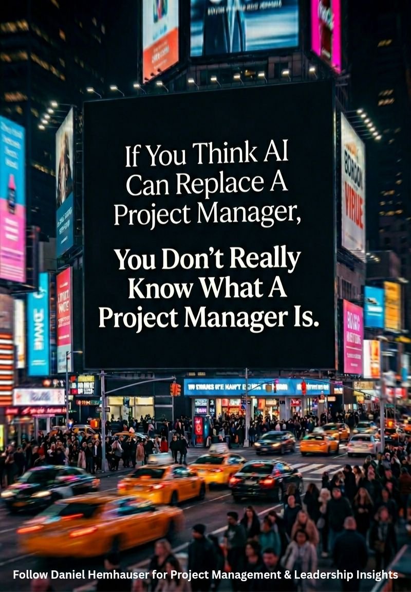 Shynedosunmu's tweet photo. If "project manager" means "glorified coordinator," then yes—parts of that are already being replaced. But if it means someone who delivers results through people, in messy real-world conditions, then no, AI cannot replace them. https://t.co/FrSfUE5bYP