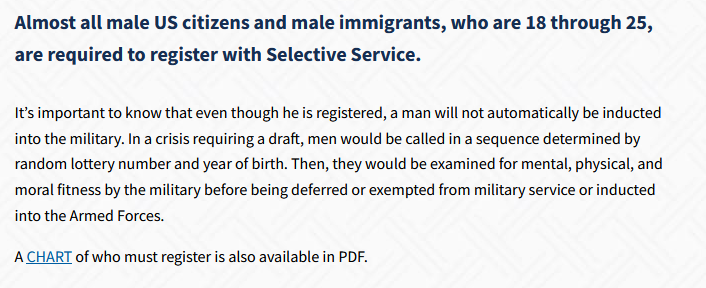 hanykubba's tweet image. This is a misleading headline, there is no draft. Selective Service registration has always been a requirement for young men.