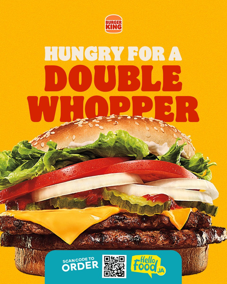 bkjamaica's tweet image. Hungry? We got you! 🍔

Try our Double Whopper at a Burger King near you to fill that hungry stomach 🤩😏

#BkJamaica #HaveItYourWay