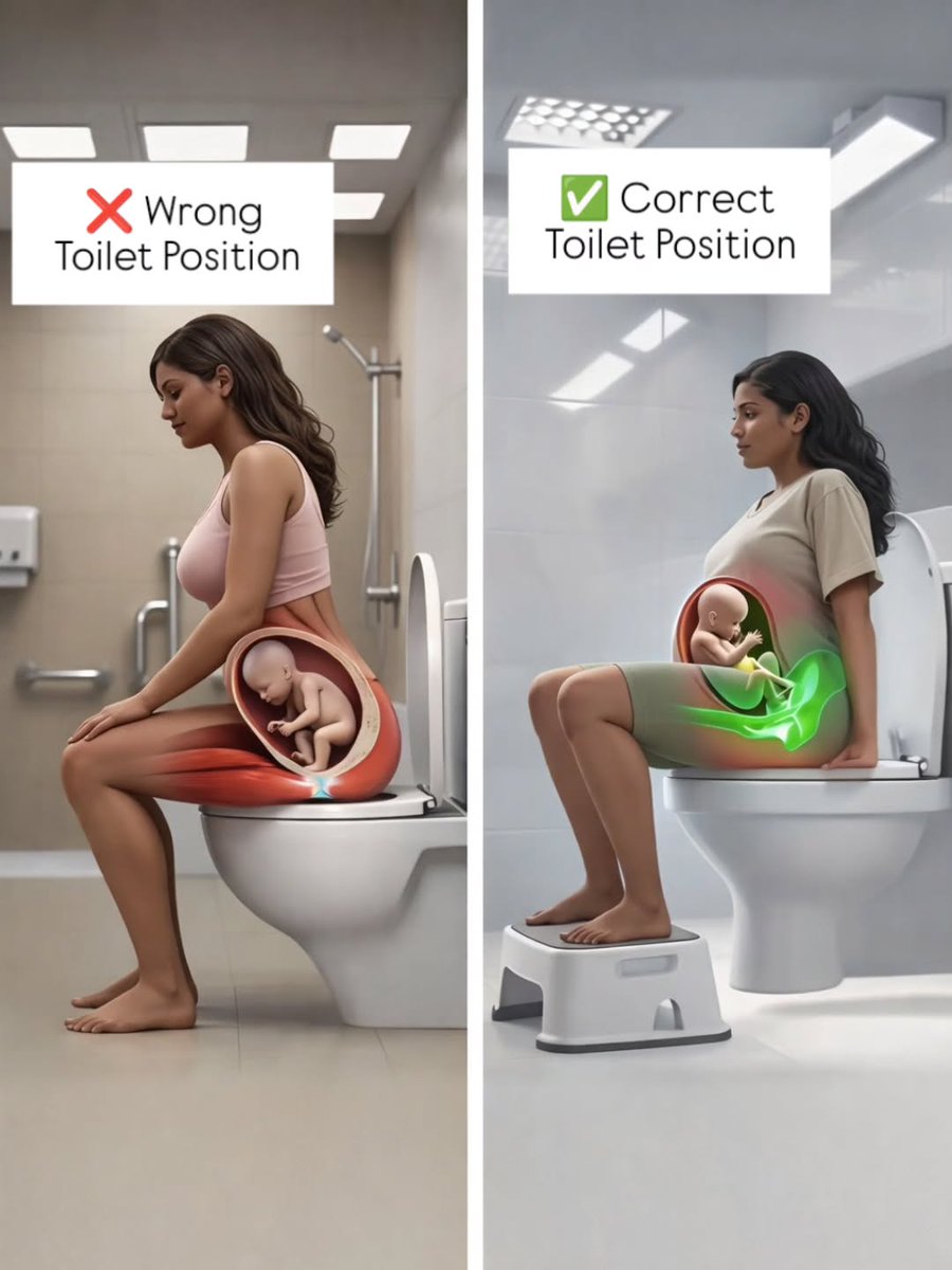 MetabolicFactor's tweet image. Wrong Vs Correct Toilet Position Sitting with feet.