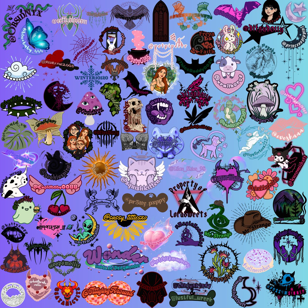 moonliqhtbutt's tweet photo. Hey all! I still make custom watermarks/logos✨ 

Starting at $10 (tips always appreciated, but I keep pricing low so it’s accessible to protect your work)

You might’ve seen one of these on one of your favs! 

Fully customizable to fit YOU 💘 
Also available: menus, banners, etc https://t.co/ly3F2bDxND