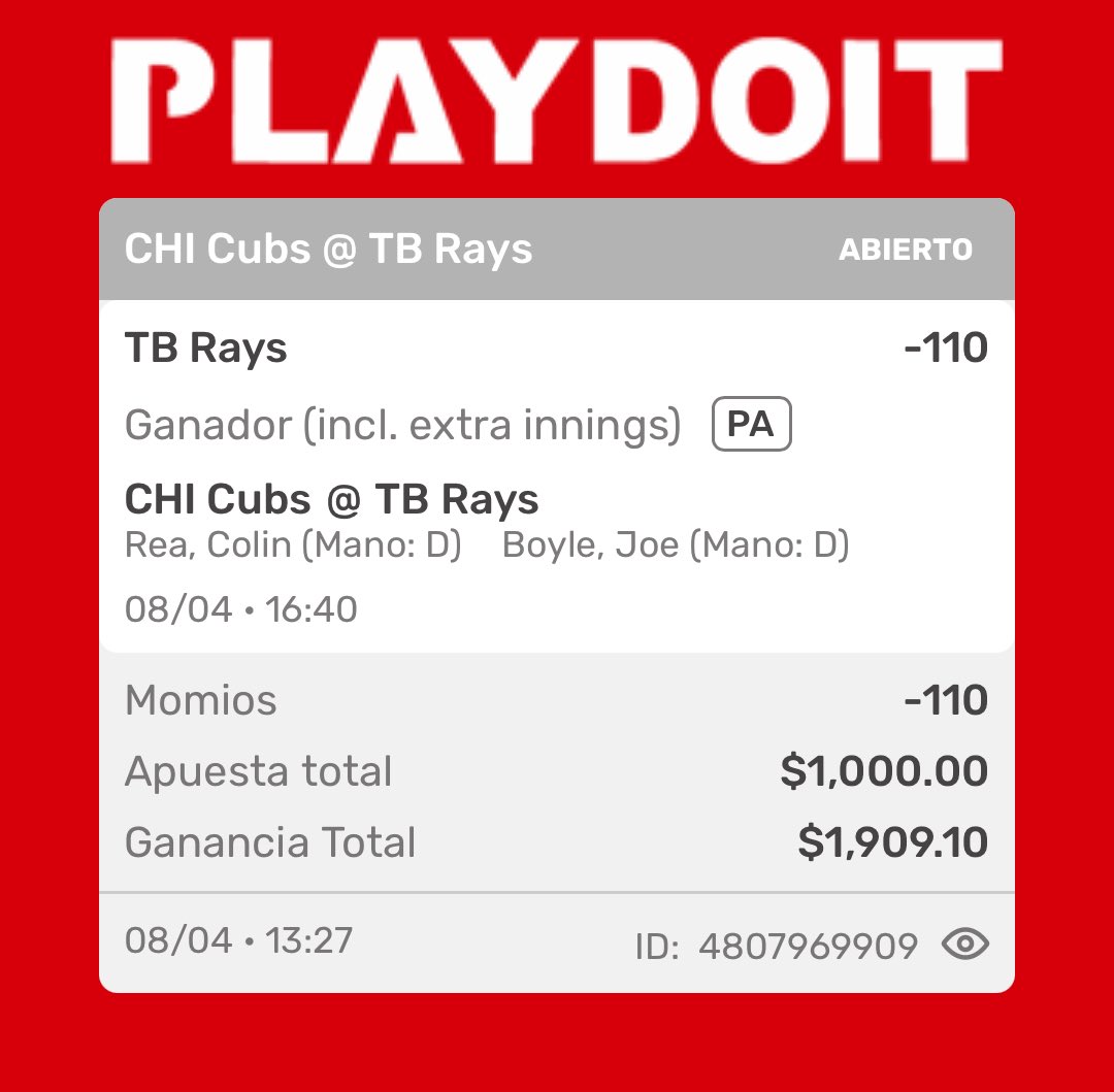 MaikelBets13's tweet photo. MLB POD ⚾️

🎯TB Rays ML (-110) https://t.co/ADKSI125yl