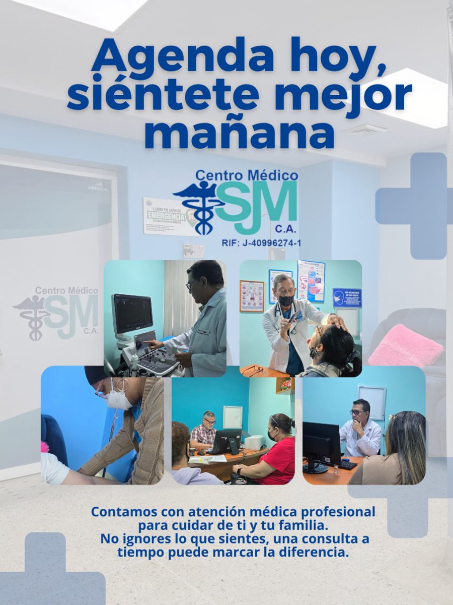 Centro_SJM's tweet image. Tu salud merece atención oportuna y de calidad 🩺✨. No esperes a sentirte mal para acudir al médico, los chequeos preventivos son clave para mantener tu bienestar.

#AgendaTuCita #ChequeoMédico #Prevención #SaludParaTodos #Bienestar