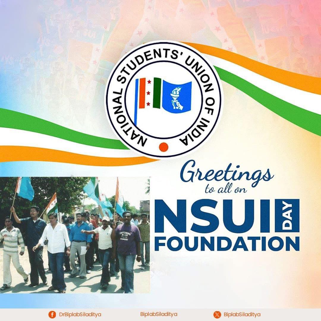 Greetings to all NSUI family on our Foundation Day.
Proud of the fact that I have been associated with NSUI since 2002 ( Ravenshaw Days ) &amp; had the opportunity to work at various positions right from District to National Level.
Thank you Rahul Gandhi ji for inspiring me 🙏🏼