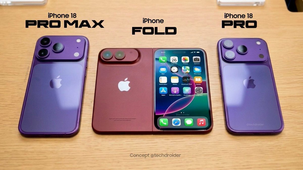 geniusmanu_'s tweet image. 🗞️ Así serían los nuevos iPhone 18 Pro Max, iPhone Fold y iPhone 18 Pro.

Concepto de TechDroider 😯