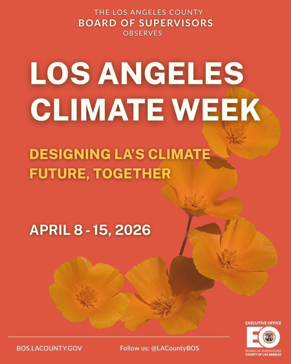 LACountyBOS's tweet image. It’s #LAClimateWeek!

Join one of the many events taking place around #LACounty: from volunteer-led restorations to beach cleanups to community arts &amp;amp; youth activities, there are many ways to get involved &amp;amp; learn about keeping our County cool &amp;amp; green 

 🔗 bit.ly/4sXMkGX