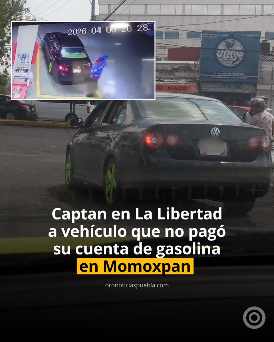 #ReporteCiudadano 🚨 Radioescucha de Oro Noticias comparte que esta mañana avistó al Volkswagen Bora con rines verdes que no pagó su cuenta de gasolina y emprendió la huida, en una estación de servicio en Momoxpan.

El auto circulaba sobre Esteban de Antuñano, en la zona de La