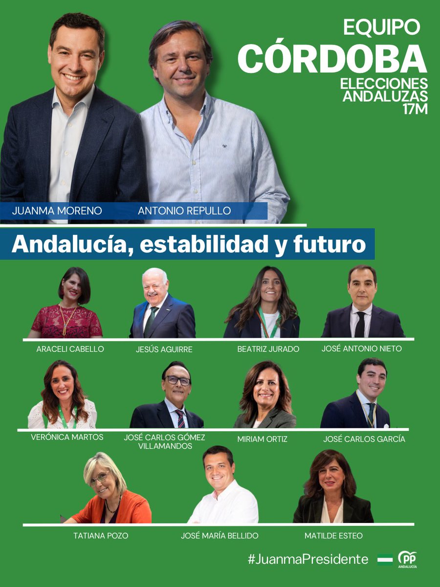 El mejor equipo encabezado por un gran líder <a href="/arepullomilla/">Antonio Repullo Milla</a> para el mejor presidente de Andalucía <a href="/JuanMa_Moreno/">Juanma Moreno</a> 

Experiencia en la gestión, grandes servidores públicos y representación de nuestros municipios. Un equipo preparado y que sale a ganar.

#JuanmaPresidente #17M