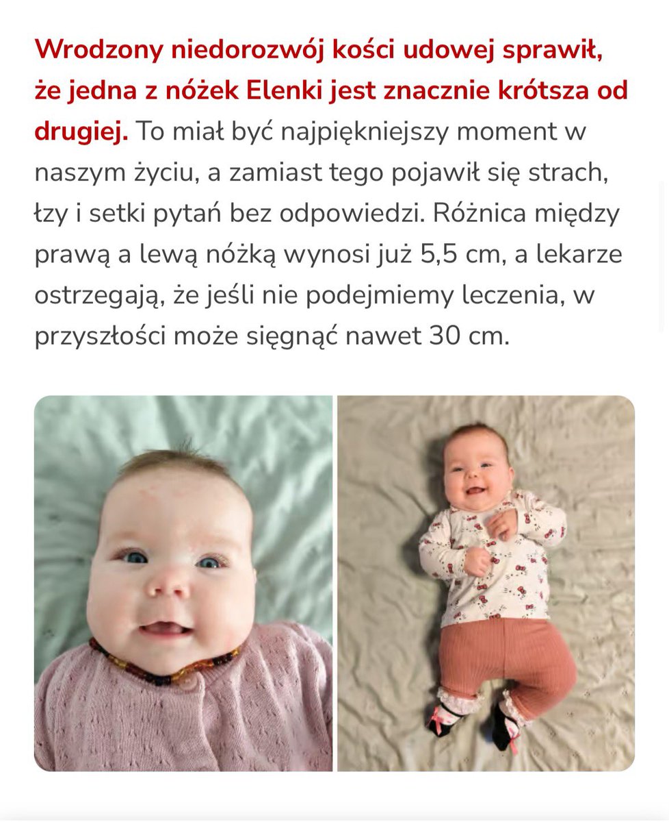 Serdecznie proszę i błagam w imieniu rodziny mojego znajomego z Podkarpacia o wsparcie dla jego chorej 5-miesięcznej córeczki. To także zaangażowany działacz <a href="/KoronyPolskiej/">Konfederacja Korony Polskiej</a> , na którego zawsze można liczyć ! 

„Elenka ma zaledwie pięć miesięcy, a jej życie już wygląda inaczej
