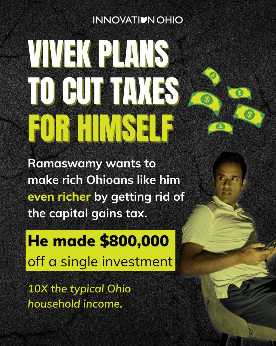 innovationohio's tweet image. Now we know why #VivekRamaswamy is so eager to eliminate capital gains taxes... He personally profits. 😒 While billionaires cash in, #Ohio communities pay the price, losing funding for the basic services they rely on.

Read more here: innovationohio.org/new-financial-…