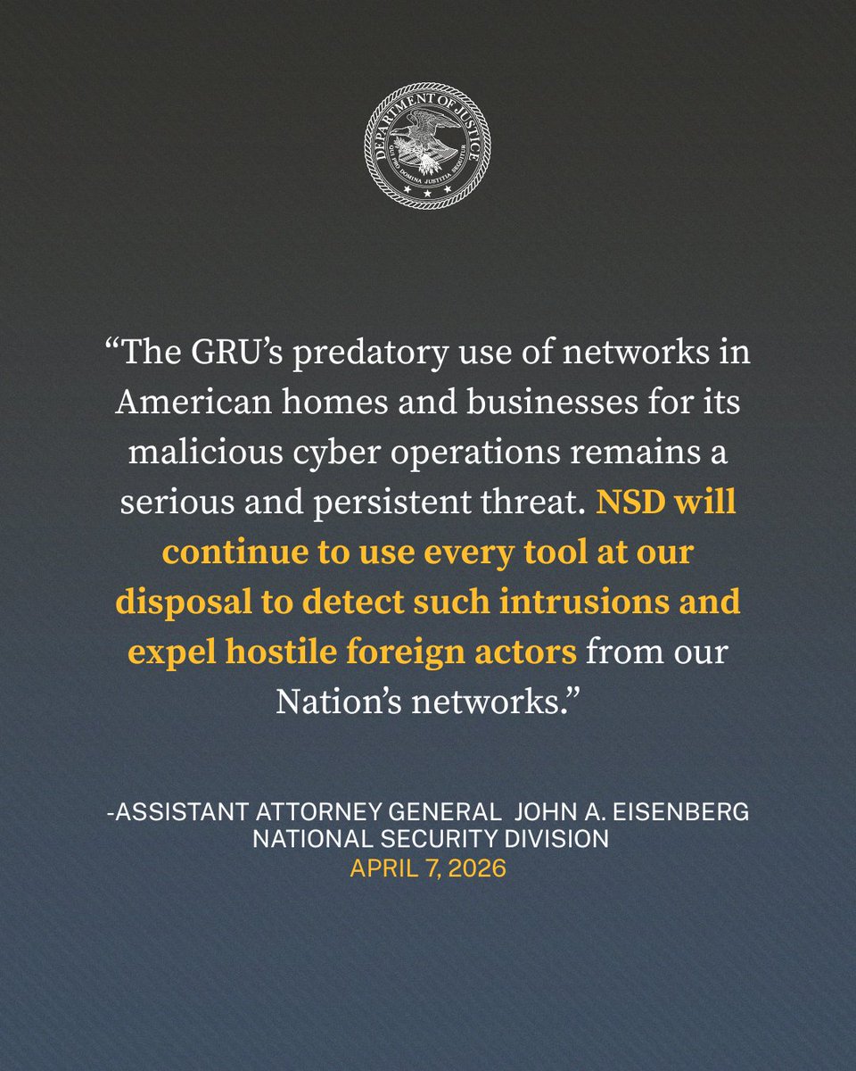 National Security Division, U.S. Dept of Justice tweet media