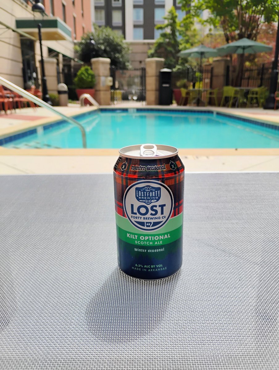 BeerSnobSean's tweet photo. I'm trying to build up the courage to hop in this non-heated pool. I'm trying the ole "bought your bravery with a 6 pack" method. This malty scotch ale/wee-heavy from Lost Forty as it should be. Caramel smooth. #beer #bier #poolbeer https://t.co/bAfsx0lHPd