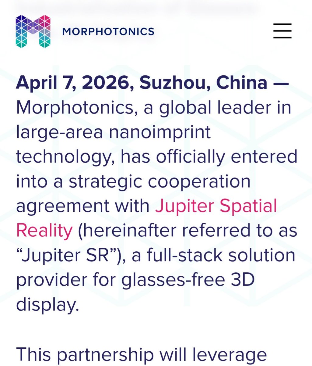 lithos_graphein's tweet image. Morphotonics, nanoimprint tool maker, is saying 3D displays have a CAGR of 30.3%. Large area nanoimprint is used to make the microlens arrays and gratings for these displays.