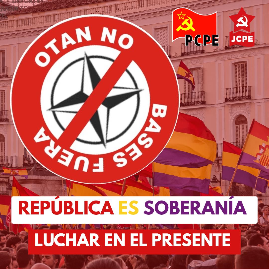 PCPE_Comunista's tweet photo. 🔴🟡🟣REPÚBLICA SOCIALISTA CONFEDERAL ES SOBERANÍA Y RUPTURA CON EL IMPERIALISMO.
El actual régimen capitalista español es continuador y forma parte de las estructuras económicas, militares y políticas internacionales que agreden a los pueblos. https://t.co/vmETzycW3X