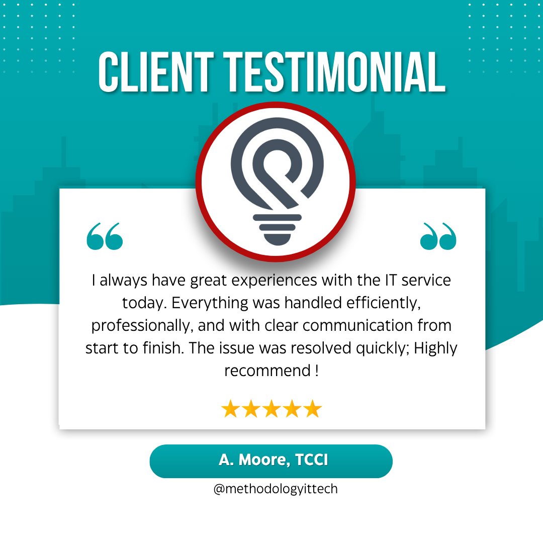 MethodologyIT's tweet photo. What makes #MethodologyIT different?

We don’t just fix IT. We help clients turn technology into a system that supports real business growth.

See what our clients are saying in our 5‑star Google reviews. https://t.co/uFUoTBJemi