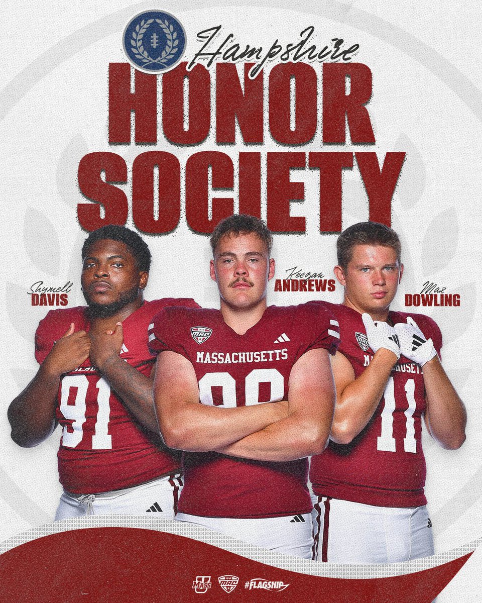 UMassFootball's tweet photo. Congrats to our guys on being named to the National Football Foundation Hampshire Honor Society 📚

@NFFNetwork 𝙭 #Flagship 🚩 https://t.co/js9FyJQhEf