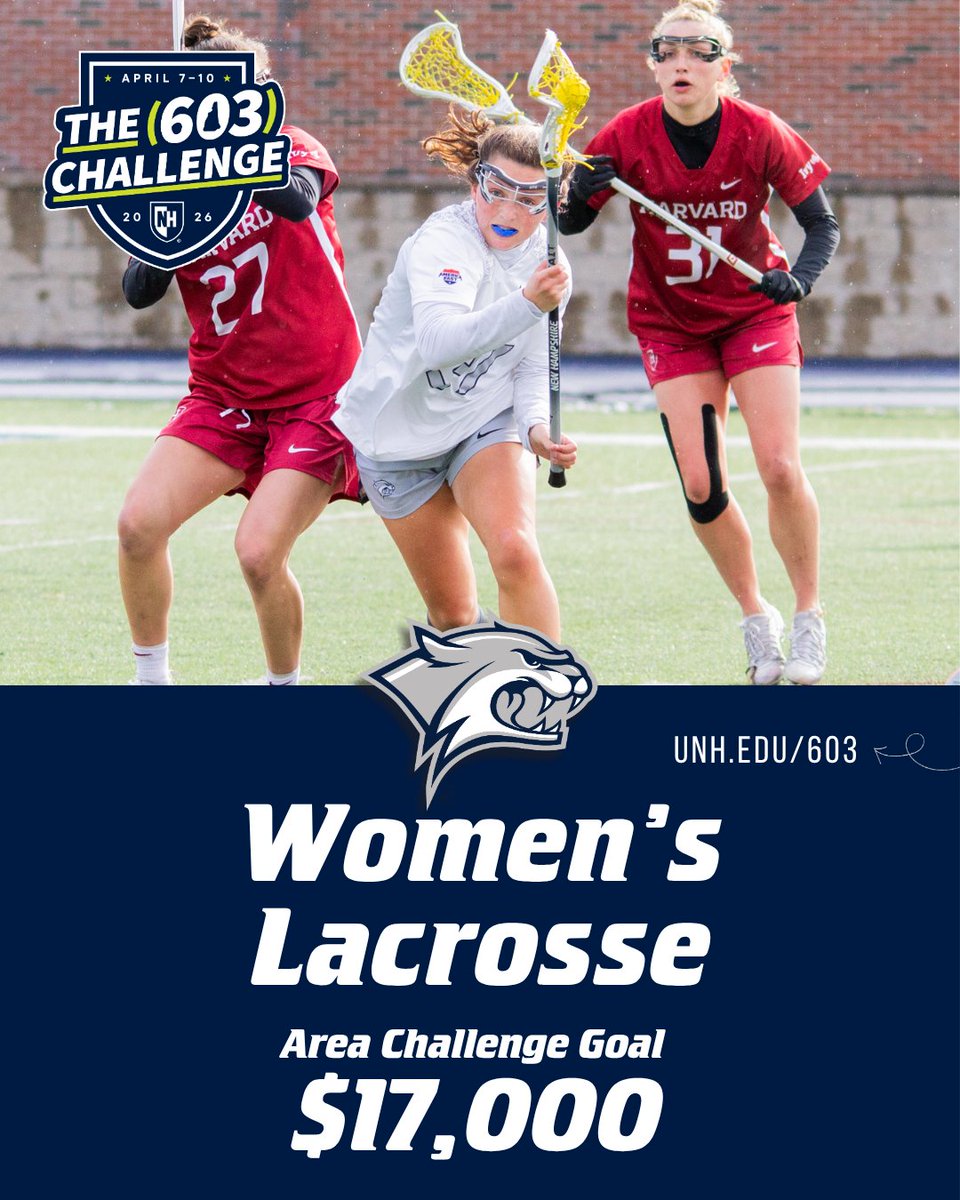 UNHWomensLax's tweet photo. The (603) Challenge continues today!

Donate to https://t.co/iz82IrZh2k now and help us reach our goal of $17,000 to unlock $5,000 in bonus funds to support women’s lacrosse!

Thank you for your generous support of our program!

#BeTheRoar // #UNH603 https://t.co/QzixrJfIZy