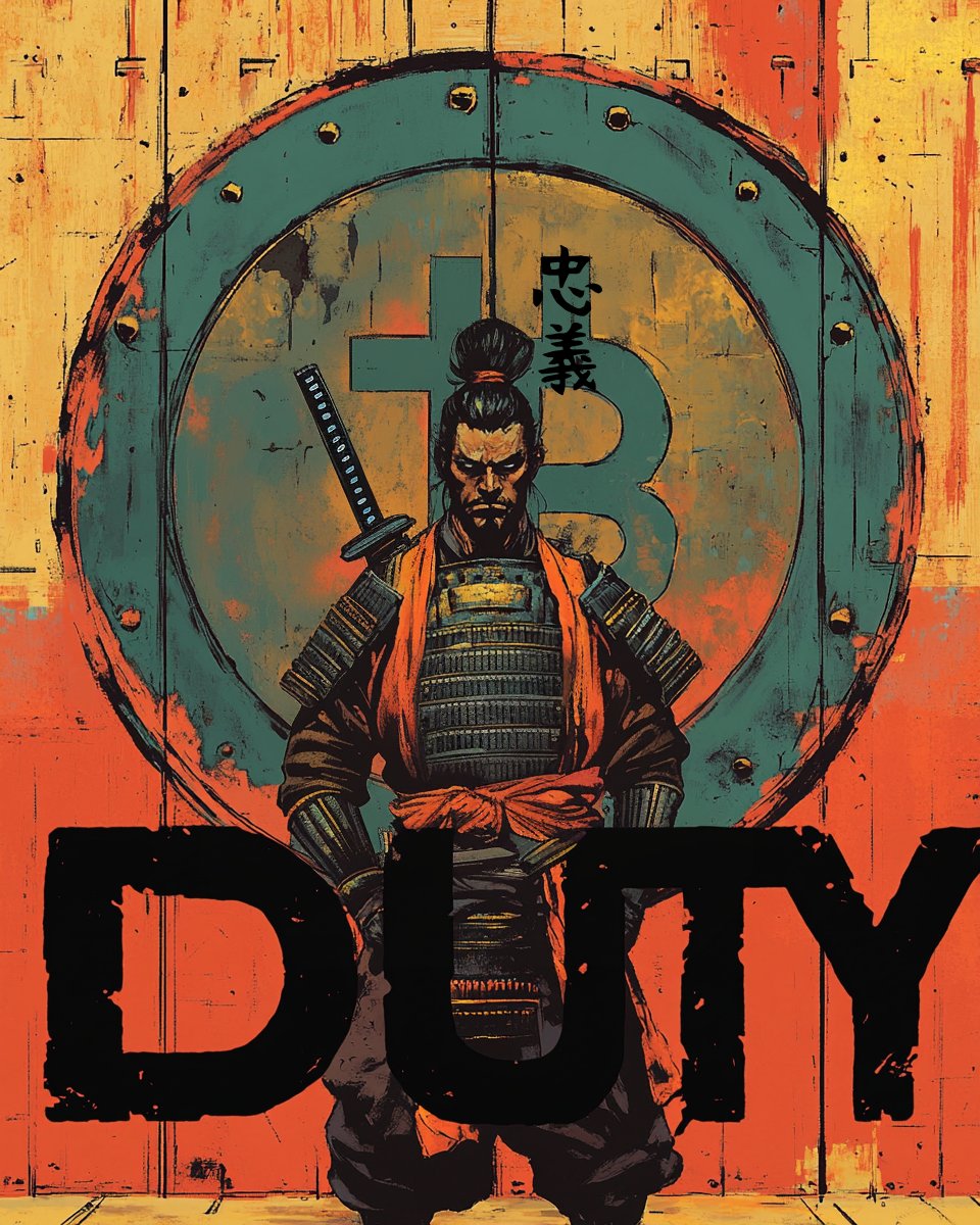 worshipbitcoin's tweet photo. Only the very strongest care about duty today.

The shortcuts are too many.

Duty / Loyalty: "忠義" (chūgi) https://t.co/rzswd0YBXA