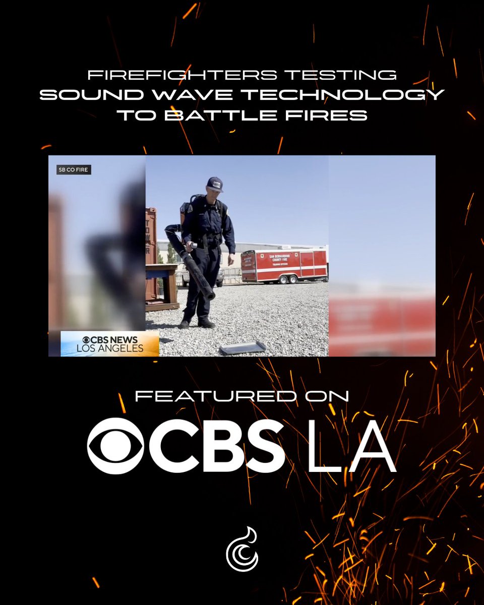 SonicFireTech's tweet photo. @CBSLosAngeles' @joybenedict covered a live demonstration with the @SBCOUNTYFIRE Department, where #SonicFireTech is being tested alongside firefighters to explore how infrasound-powered technology could help suppress fires without water or chemicals: https://t.co/rvJmXaEUkb https://t.co/BOQ4aLSYTg