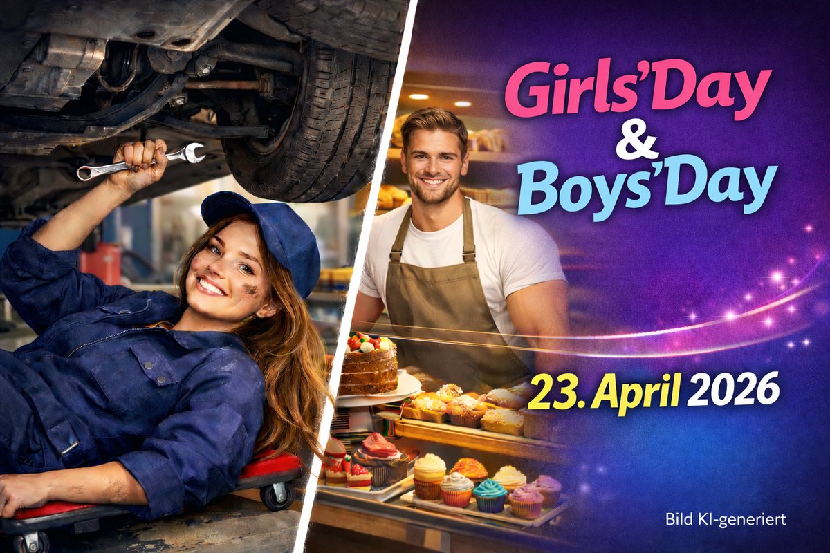 LER_LSA's tweet photo. Berufsorientierung ist wichtig!

Jetzt noch für den Girls'Day &amp; Boys'Day (23. April 2026) anmelden und rechtzeitig den Freistellungsantrag stellen!
Mehr Infos:
https://t.co/CXgaeNCmZt

#GirlsDay #BoysDay #Berufsorientierung https://t.co/yEQcSmnuZ0