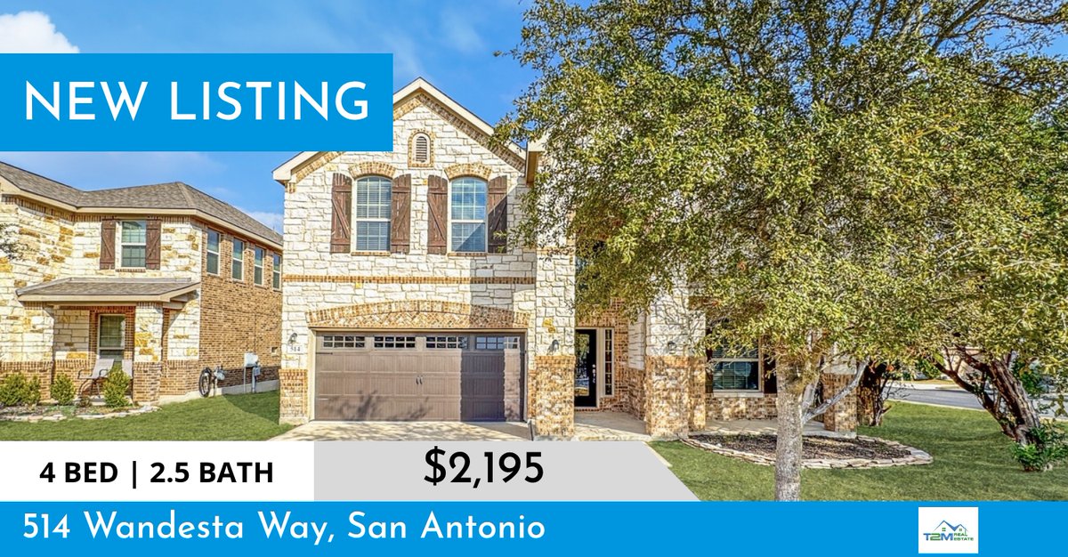 t2mre's tweet photo. 🏡 Ready for Move-in!
📍 514 Wandesta Way | San Antonio, TX 78245
Get ready — this spacious two-story home will be available soon! 

🌟
Located near Loop 1604 &amp; Potranco Rd, this home offers a great combination of space, functi... https://t.co/G9lsdAzdIY https://t.co/3SbwWyTxvv