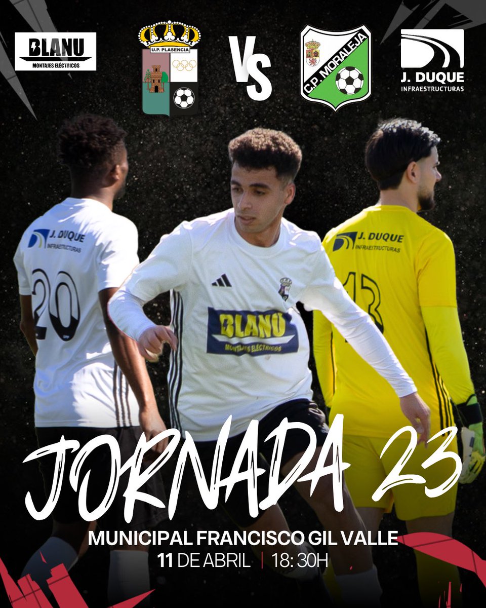 ⚽️🔥 ¡Día de partido en casa!

Este Sábado volvemos al Municipal Francisco Gil Valle  después de Semana Santa para disputar la Jornada 23 frente al C.P. Moraleja.

📍 Municipal Francisco Gil Valle 
📅 11 de abril 
🕡 18:30 h