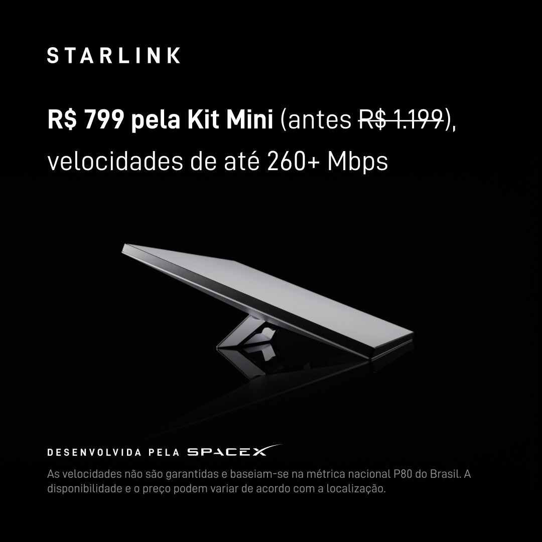 Starlink's tweet photo. A Starlink proporciona internet estável de alta velocidade para streaming, chamadas de vídeo, jogos on-line e muito mais. 
 
Faça o pedido on-line. É fácil e leva menos de dois minutos.
