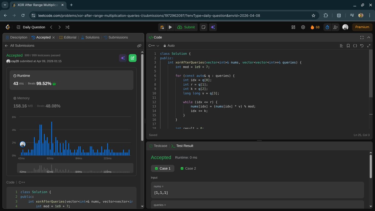 the__csy20's tweet image. #Day66 of DSA:

-leetcode POTD 

#DSA #LeetCode