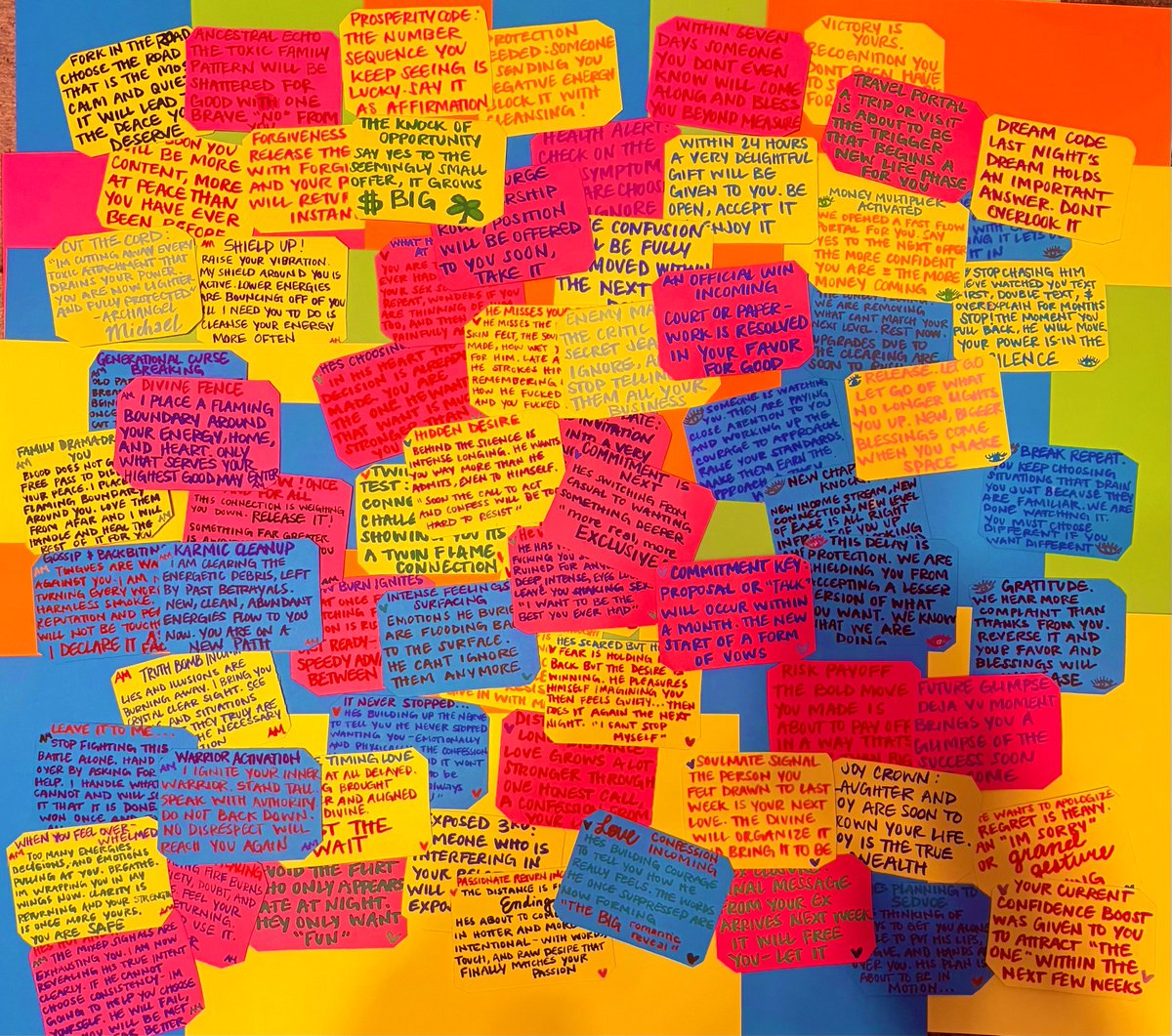 firemadeher's tweet image. NEW DECK ALERT

DOUBLE SIDED CARDS

deck is a mix of oracle cards, archangel michael messages, love messages, and spirit guide messages

the deck chooses what you need to hear, so whatever comes out, comes out

CARD KEY 🔑 

spirit guide messages - marked with an 👁️ 

archangel