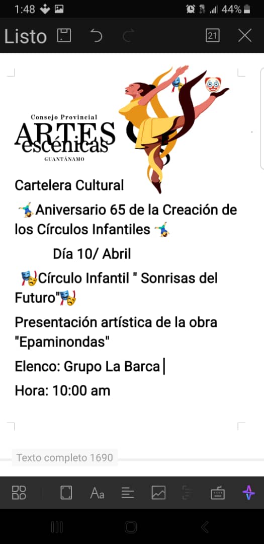 Artistas de las artes escénicas en #Guántanamo  se presentarán para los infantes de círculos infantiles del territorio este 10 de abril para celebrar los 65 años de creadas estas instituciones 
<a href="/LopezYoelvys/">Yoelvys Labañino López</a> <a href="/yoeaberob1/">Yoel Perez Garcia</a>
#CubaPorLaVida
#CubaEsCultura