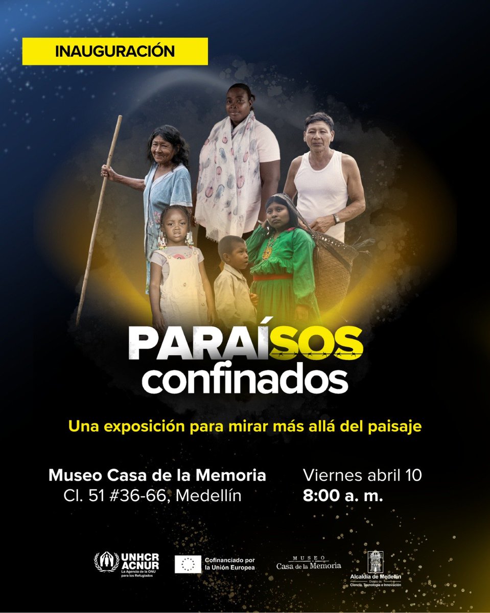 XicoSieber's tweet photo. #Medellín: Exposición fotográfica Paraísos Confinados, sobre el confinamiento en el marco del conflicto armado en Colombia,  una ventana hacia lo más profundo de comunidades indígenas, afro y campesinas en riesgo. @CasadelaMemoria @AcnurColombia @giolepri @ccardenascom https://t.co/d0EDVZ5jSK
