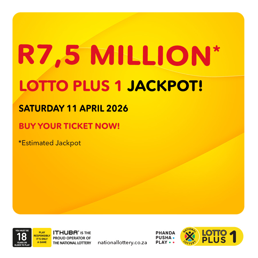 sa_lottery26's tweet photo. The #LOTTO, #LOTTOPLUS1 &amp; #LOTTOPLUS2 EST jackpots:    
#LOTTO: R77 Million
#LP1: R7,5 Million
#LP2: R20 Million for 11/04/26!

#PhandaPushaPlay NOW https://t.co/C9BdmE39GK

Players must be 18 years or older, play responsibly. ITHUBA is the proud operator of the National Lottery. https://t.co/8vb0asDkgI