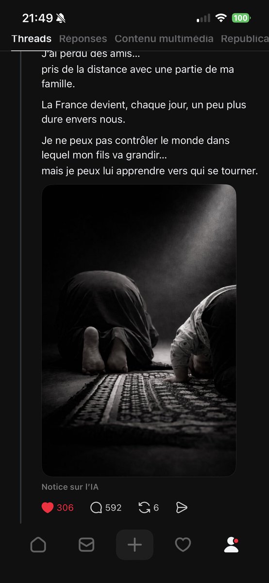 LeConvertiNoor's tweet photo. Hier, j’ai subi des centaines de messages, de haine juste pour avoir poster ça sur #Threads 

Un moment de partage avec mon fils 

Beaucoup de partisans du @RNational_off https://t.co/NorEApKmGS